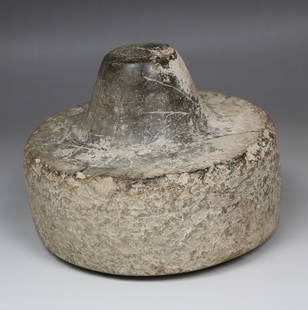 Bronze Age / Iron Age potter's wheel, Ex MUSEUM: ITEM: Potter's wheel, Ex Museum MATERIAL: Stone CULTURE: Bronze Age / Iron Age PERIOD: 4th - 2nd millenium B.C DIMENSIONS: 115 mm x 145 mm diameter CONDITION: Good condition PROVENANCE:</