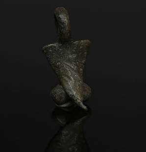 Roman phallic amulet: ITEM: Phallic amulet MATERIAL: Bronze CULTURE: Roman PERIOD: 1st - 3rd Century A.D DIMENSIONS: 32 mm x 15 mm CONDITION: Good condition PROVENANCE: Ex Spanish private collection, bought in English