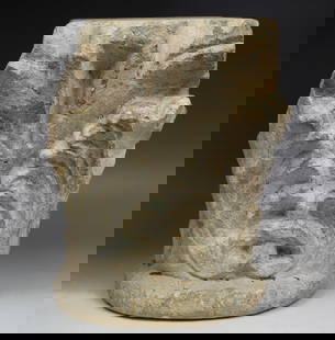 Medieval Romanesque capital: ITEM: Capital MATERIAL: Limestone CULTURE: Medieval, Romanesque PERIOD: 10th - 12th Century A.D DIMENSIONS: 295 mm x 272 mm x 200 mm CONDITION: Good condition PROVENANCE: Ex French private