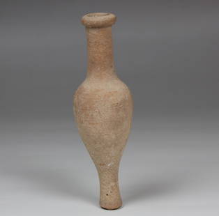 Greek unguentarium: ITEM: Unguentarium MATERIAL: Pottery CULTURE: Greek, Hellenistic period PERIOD: 3rd - 1st Century B.C DIMENSIONS: 120 mm x 37 mm CONDITION: Good condition PROVENANCE: Ex Swiss private collection 