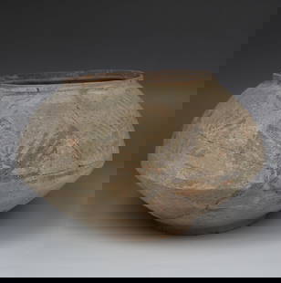 Indus Valley vessel with decoration: ITEM: Vessel with decoration MATERIAL: Pottery CULTURE: Indus Valley PERIOD: 2nd millenium B.C DIMENSIONS: 110 mm x 190 mm diameter CONDITION: Good condition, repaired PROVENANCE: Ex English private