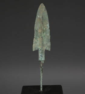 Elamite arrowhead: ITEM: Arrowhead MATERIAL: Bronze CULTURE: Elamite, Middle period PERIOD: 1200 - 900 B.C DIMENSIONS: 137 mm x 26 mm CONDITION: Good condition PROVENANCE: Ex English private collection, acquired