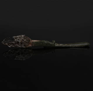 Roman medical instrument, razor with ear scoop: ITEM: Medical instrument, razor with ear scoop MATERIAL: Bronze and iron CULTURE: Roman PERIOD: 1st - 3rd Century A.D DIMENSIONS: 125 mm x 17 mm CONDITION: Good condition PROVENANCE: Ex Spanish