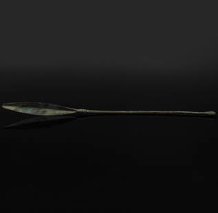Roman medical instrument, spatula probe: ITEM: Medical instrument, spatula probe MATERIAL: Bronze CULTURE: Roman PERIOD: 1st - 3rd Century A.D DIMENSIONS: 155 mm x 10 mm CONDITION: Good condition PROVENANCE: Ex Polish private collection,