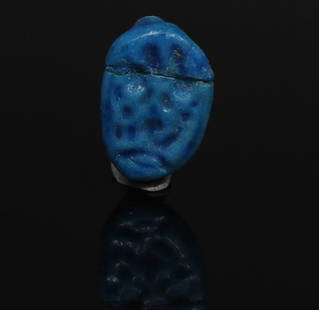 Egyptian ring fragment, Pharaoh Ay, Ex MUSEUM: ITEM: Ring fragment, Pharaoh Ay MATERIAL: Faience CULTURE: Egyptian PERIOD: Amarna period, 1325 B.C DIMENSIONS: 17 mm x 11 mm CONDITION: Good condition, fragmentary and repaired PROVENANCE: Ex Museum