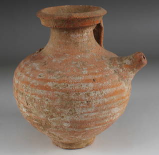 Roman feeder jug with strainer: ITEM: Feeder jug with strainer MATERIAL: Pottery CULTURE: Roman PERIOD: 1st - 2nd Century A.D DIMENSIONS: 125 mm x 100 mm CONDITION: Good condition PROVENANCE: Ex German private collection, acquired