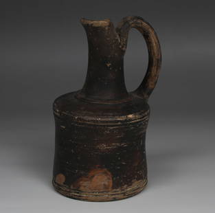 Greek oinochoe: ITEM: Oinochoe MATERIAL: Pottery CULTURE: Greek PERIOD: 4th Century B.C DIMENSIONS: 120 mm x 78 mm CONDITION: Good condition PROVENANCE: Ex French private collection, J.H.E. Demangeon, 1904 - 1992,