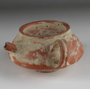 Roman feeder vase with strainer: ITEM: Feeder vase with strainer MATERIAL: Pottery CULTURE: Roman, Tunisia PERIOD: 3rd - 4th Century A.D DIMENSIONS: 55 mm x 110 mm CONDITION: Good condition PROVENANCE: Ex French private collection,
