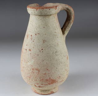 Roman jug: ITEM: Jug MATERIAL: Pottery CULTURE: Roman PERIOD: 1st - 3rd Century A.D DIMENSIONS: 138 mm x 85 mm CONDITION: Good condition PROVENANCE: Ex English private collection, Tregear collection, formed