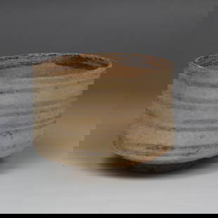 Indus Valley vessel with decoration: ITEM: Vessel with decoration MATERIAL: Pottery CULTURE: Indus Valley PERIOD: 2nd millenium B.C DIMENSIONS: 55 mm x 74 mm diameter CONDITION: Good condition PROVENANCE: Ex English private collection,