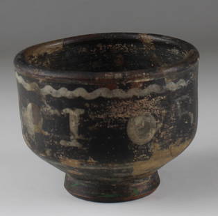 Roman beaker with 'BIBE', Type 'Trierer Spruchbecher': ITEM: Beaker with 'BIBE', Type 'Trierer Spruchbecher' MATERIAL: Pottery CULTURE: Roman PERIOD: 2nd - 4th Century A.D DIMENSIONS: 67 mm x 90 mm CONDITION: Good condition PROVENANCE: Ex German private