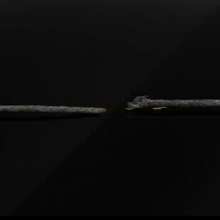 Roman medical instrument, Ear probe: ITEM: Medical instrument, Ear probe MATERIAL: Bronze CULTURE: Roman PERIOD: 1st - 3rd Century A.D DIMENSIONS: 90 mm x 6 mm CONDITION: Good condition PROVENANCE: Ex Polish private collection, acquired