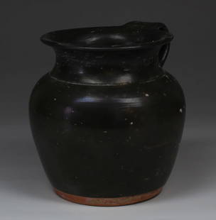 Greek olpe: ITEM: Olpe MATERIAL: Pottery CULTURE: Greek PERIOD: 4th Century B.C DIMENSIONS: 90 mm x 90 mm CONDITION: Good condition PROVENANCE: Ex Dutch private collection, acquired between 1970 - 1990 Comes