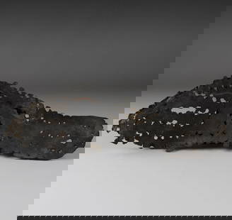Roman sole of a shoe with hobnail holes: ITEM: Sole of a shoe with hobnail holes MATERIAL: Leather CULTURE: Roman PERIOD: 1st - 3rd Century A.D DIMENSIONS: 215 mm x 77 mm CONDITION: Good condition PROVENANCE: Ex Dutch private collection,