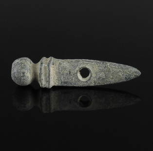 Roman gladius pendant: ITEM: Gladius pendant MATERIAL: Bronze CULTURE: Roman PERIOD: 1st - 3rd Century A.D DIMENSIONS: 26 mm x 4 mm CONDITION: Good condition PROVENANCE: Ex Belgian private collection acquired before 1990s 