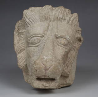 Roman lion relief with remains of polychromy: ITEM: Lion relief with remains of polychromy MATERIAL: Limestone CULTURE: Roman PERIOD: 2nd - 4th Century A.D DIMENSIONS: 130 mm x 95 mm x 63 mm CONDITION: Good condition PROVENANCE: Ex French