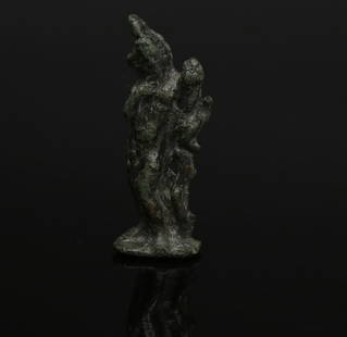 Roman Harpocrates pendant: ITEM: Harpocrates pendant MATERIAL: Bronze CULTURE: Roman PERIOD: 1st Century A.D DIMENSIONS: 45 mm x 15 mm CONDITION: Good condition PROVENANCE: Ex Spanish private collection, bought in English