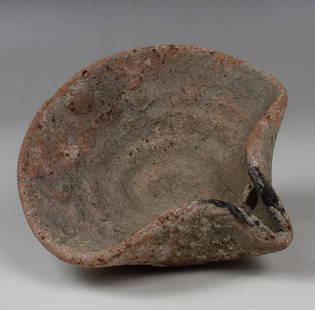 Bronze Age oil lamp, Type Kennedy 1, Group C: ITEM: Oil lamp, Type Kennedy 1, Group C MATERIAL: Pottery CULTURE: Bronze Age PERIOD: 1400 - 1200 B.C DIMENSIONS: 53 mm x 142 mm x 138 mm CONDITION: Good condition PROVENANCE: Ex Jerusalem private