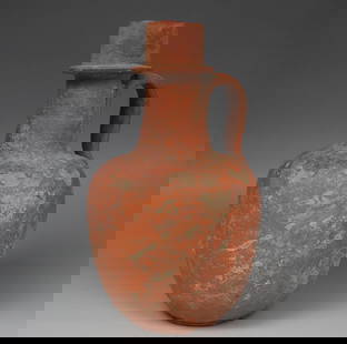 Roman bottle: ITEM: Bottle MATERIAL: Pottery CULTURE: Roman PERIOD: 3rd - 4th Century A.D DIMENSIONS: 200 mm x 105 mm CONDITION: Good condition PROVENANCE: Ex French private collection, acquired between 1960 -