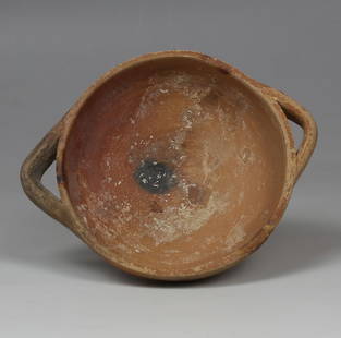 Greek miniature vessel: ITEM: Miniature vessel MATERIAL: Pottery CULTURE: Greek PERIOD: 4th Century B.C DIMENSIONS: 33 mm x 102 mm CONDITION: Good condition PROVENANCE: Ex French private collection, acquired between 1970 -