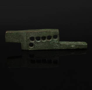 Roman lock bolt (Lock mechanism): ITEM: Lock bolt (Lock Mechanism) MATERIAL: Bronze CULTURE: Roman PERIOD: 1st - 3rd Century A.D DIMENSIONS: 20 mm x 76 mm CONDITION: Good condition PROVENANCE: Ex French private collection, acquired