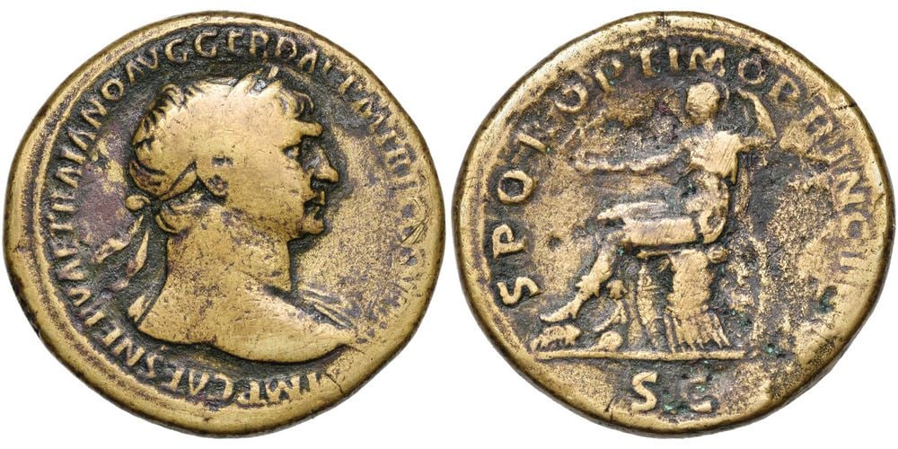 Roman, Sestertius, Trajan, 98 - 117 A.D (1 of 3)