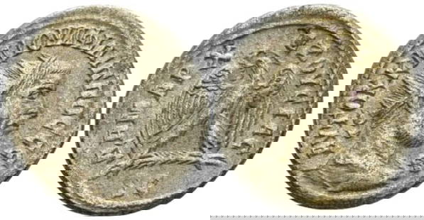 Roman, Tetradrachm, Philip I, 244 - 249 A.D: RULER: Philip I DATE: 244 - 249 A.D DENOMINATION: Tetradrachm MATERIAL: Silver SIZE & WEIGHT: 26,5 mm, 12,31 gr OBVERSE: Radiate, draped and cuirassed bust r. REVERSE: Eagle standing facing on palm