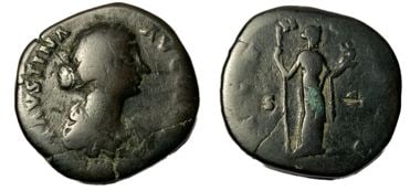 Roman, Sestertius, Faustina II, 161 - 180 A.D (1 of 3)
