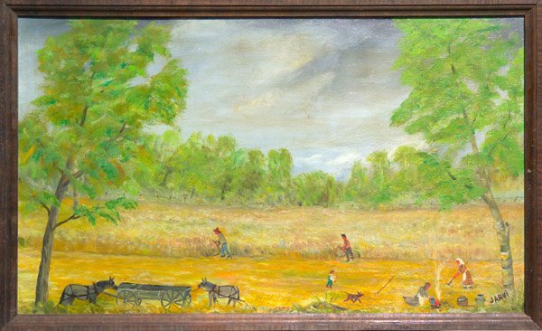 Unto Jarvi OOB "Wild Hay" Kentucky: Unto Jarvi is one of Kentucky's first folk artists and is featured in Phyllis George Brown's book; 17¾" tall x 30¼" wide.
