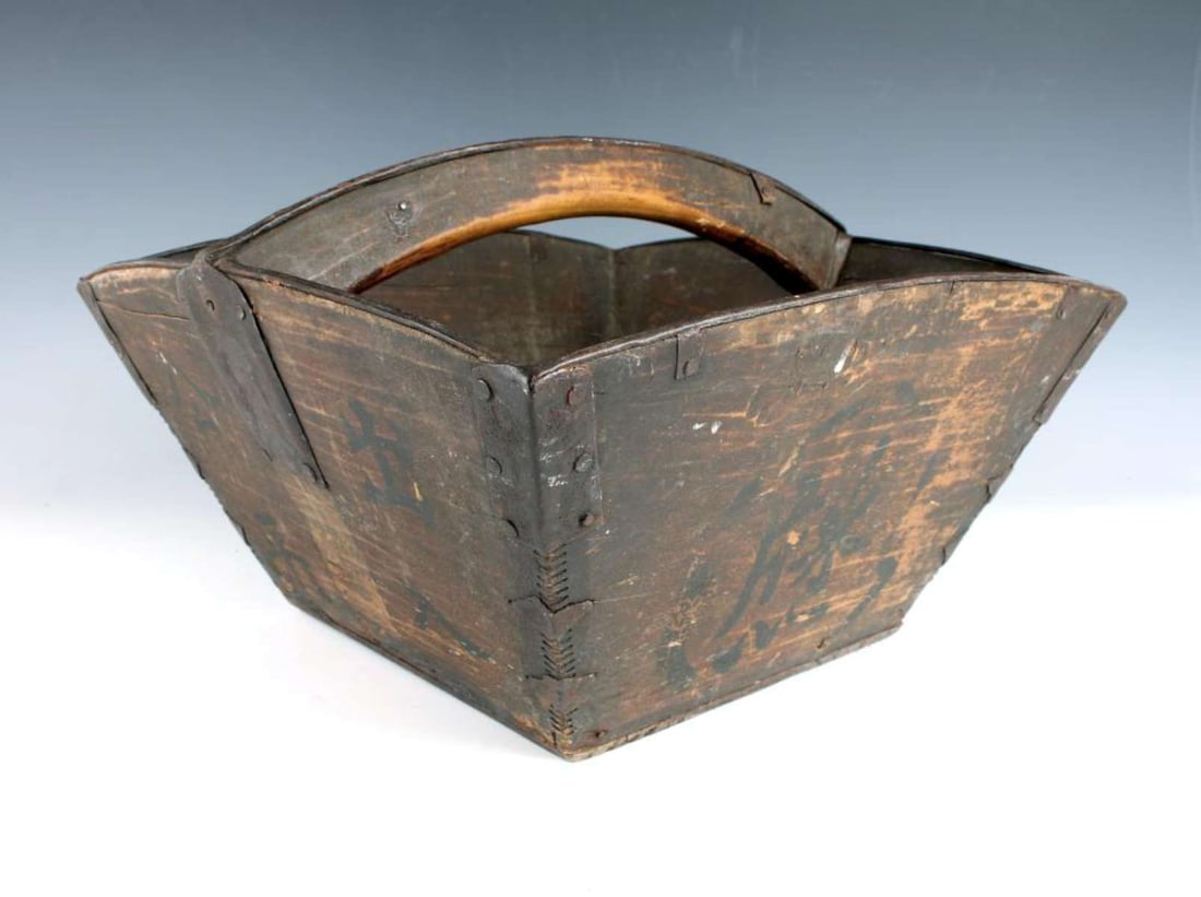 antique Chinese wooden rice basket (1 of 7)