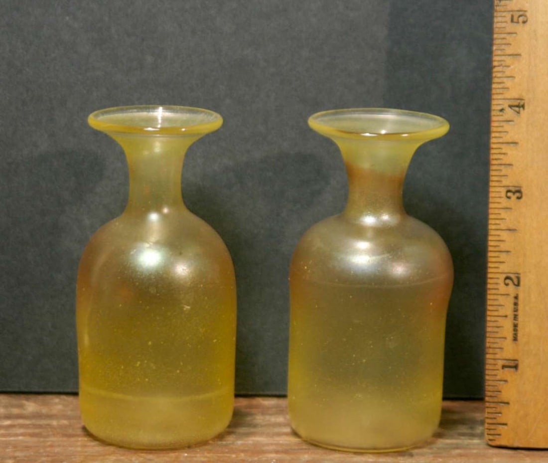 PAIR Loetz Art glass miniature vases (1 of 5)