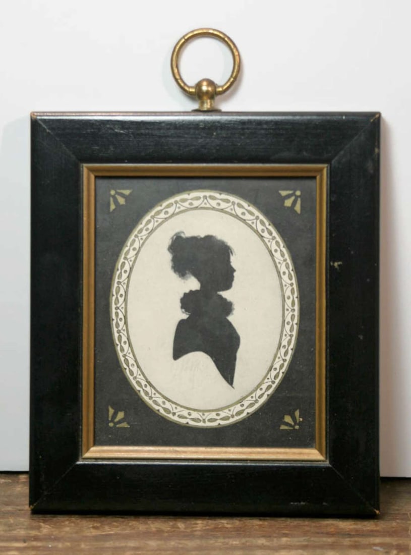 1800s silhouette of a woman signed (1 of 8)