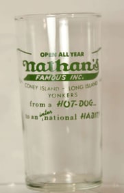 SET OF SIX vintage Nathan's drinking glasses