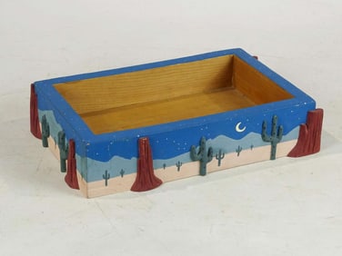 vintage Folk Art box South Western themed