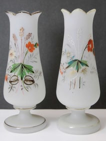 pair English Bristol glass vases
