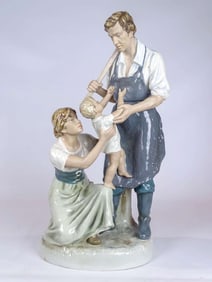 HUGE vintage Danish style porcelain figural grouping by Royal Dux