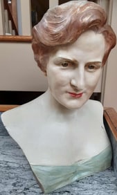 vintage sculptor signed Art Deco female bust