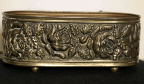 antique brass Art Nouveau planter