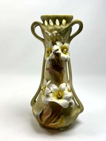 antique Royal Dux vase with flowers