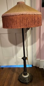 vintage floor lamp with antique fringe shade