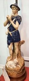antique Royal Dux table lamp with man and sheep