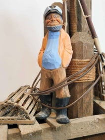 vintage Folk Art table lamp