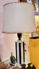 vintage retro black and white plastic table lamp