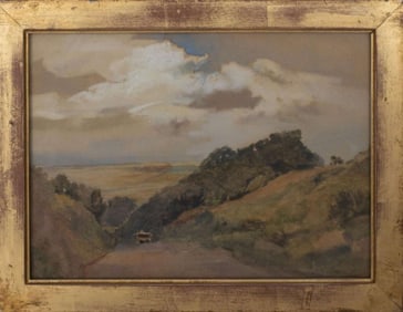 antique English watercolor painting