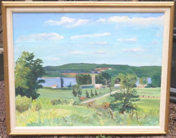 vintage California artist framed oil painting