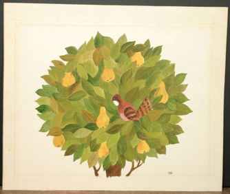 original Christmas themed watercolor painting