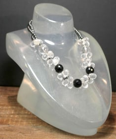 vintage estate jewelry: Hematite and crystal necklace