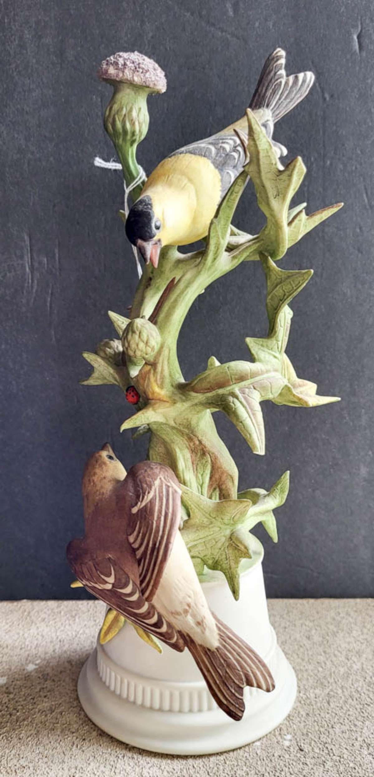 RARE vintage bisque Boehm statue Goldfinches (1 of 12)