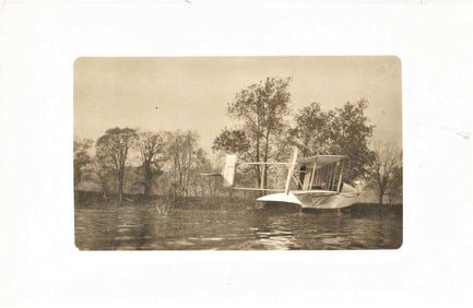 scarce aviation photo of 1913 Wright seaplane