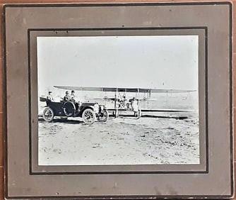 1912 Wright brothers Cole airplane mounted photo Fowler historic aviation flight